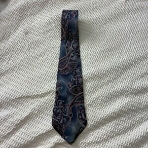 Zylos George Machado Men's Silk Necktie Blue‎ Red Paisley Pattern Business